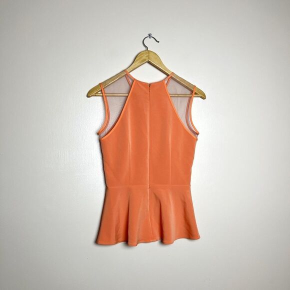 CLEARANCE! Orange Nha Khanh Mesh Shoulder Peplum Blouse Size 2 EUC - Picture 4 of 8